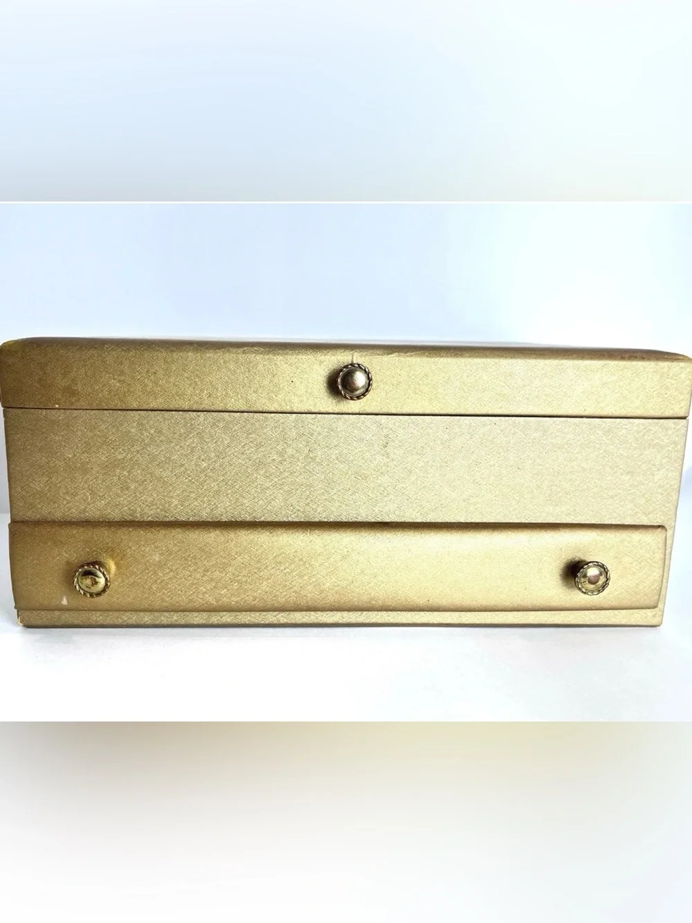 Vintage Lady Buxton Metallic Gold Tone Jewelry Organizer Box